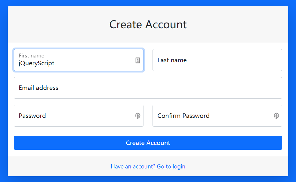 SB Admin Theme Register Page